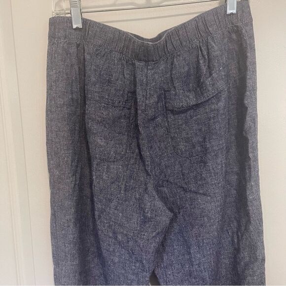 Chicos Linen Blend Pull On Elastic Waist Pants Back Pockets Gray Size .5 Medium - Picture 14 of 15